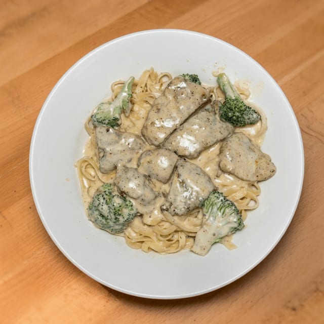 Blackened Chicken Alfredo.